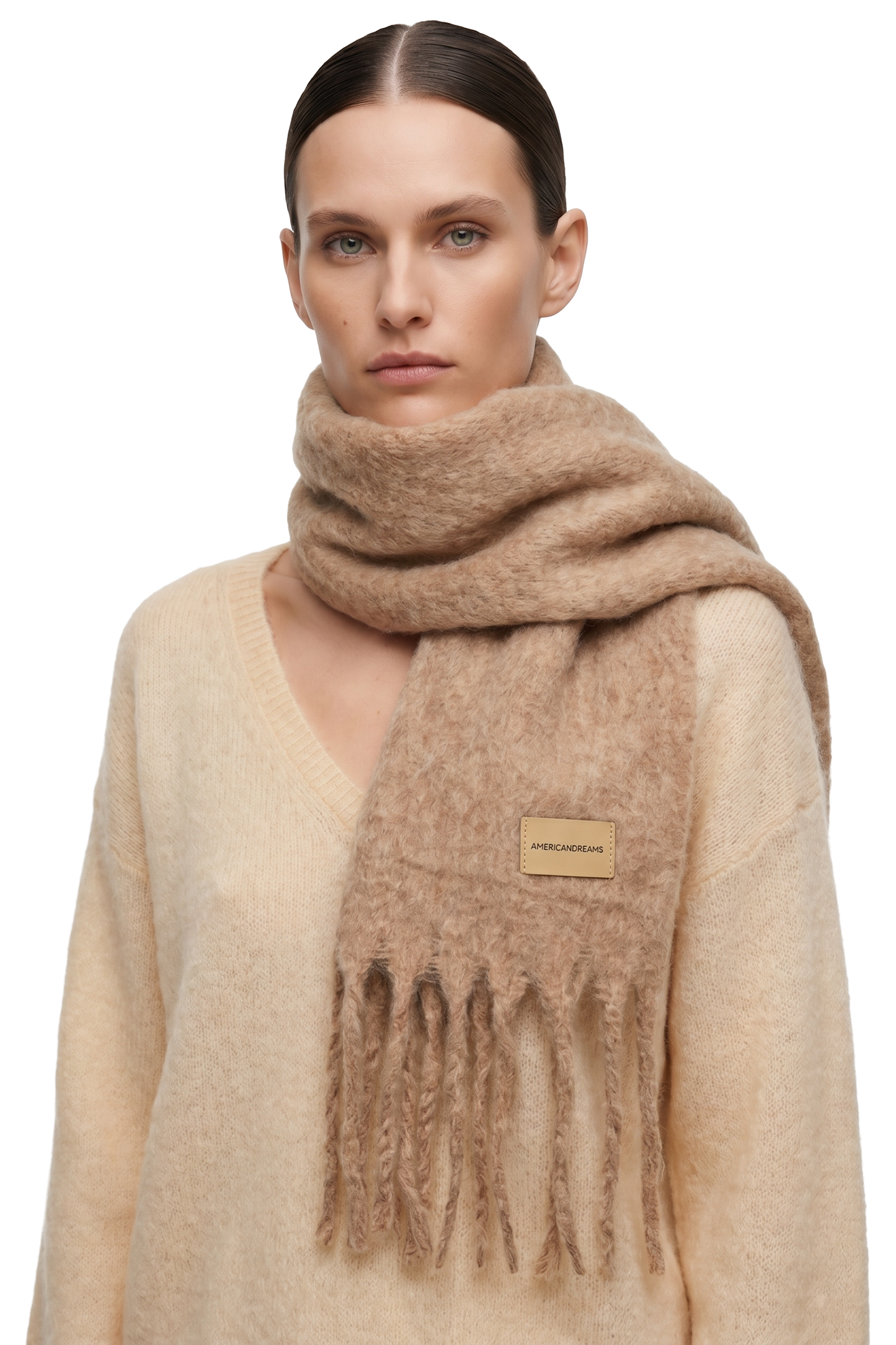 Maui Oversized Fringe Scarf Medium Brown