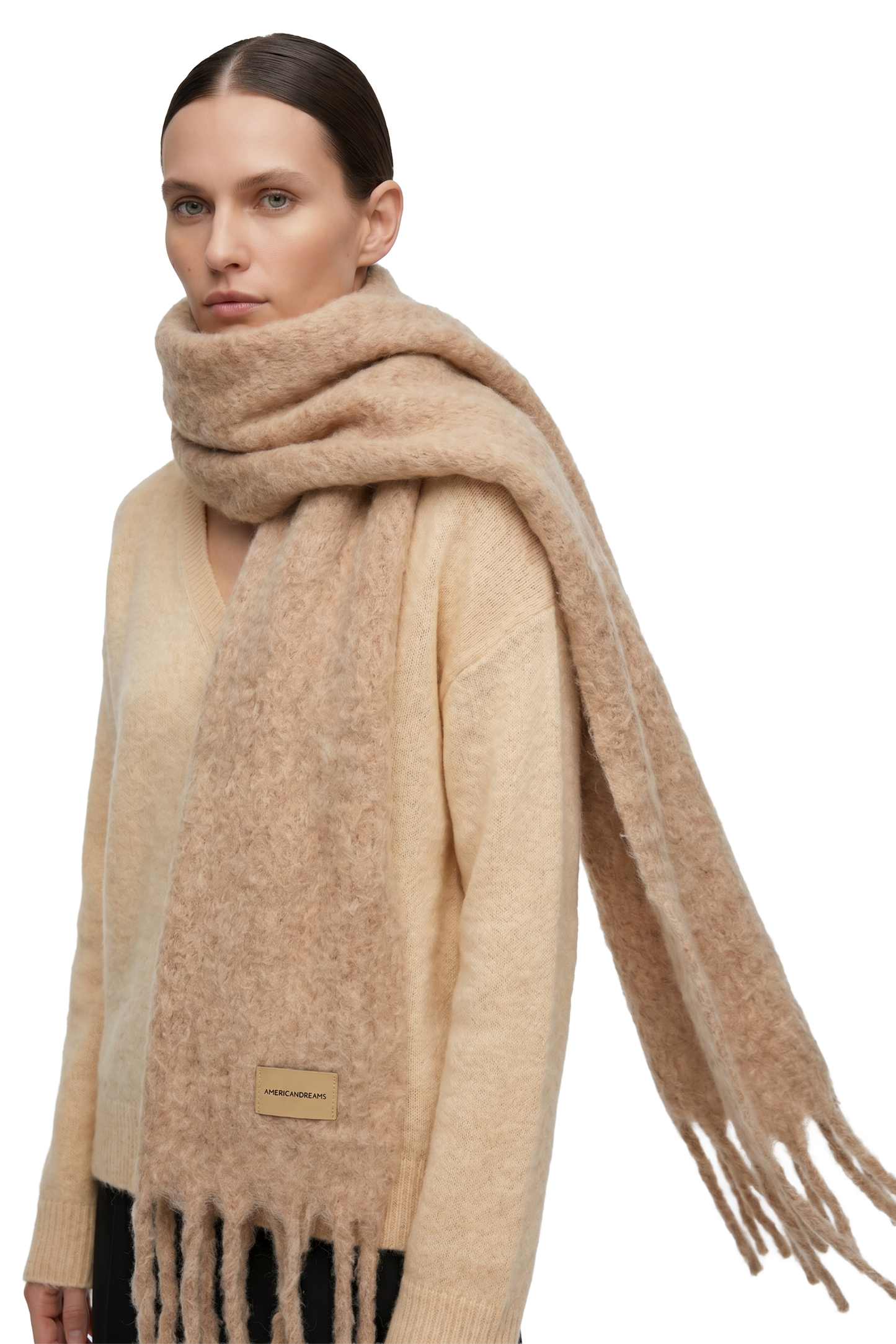 Maui Oversized Fringe Scarf Medium Brown