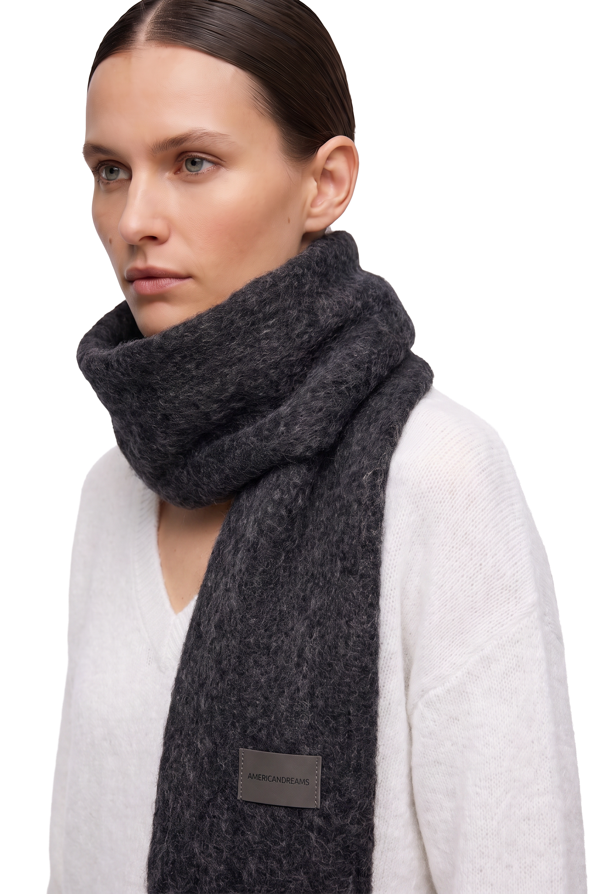 Maui Oversized Fringe Scarf Black Model