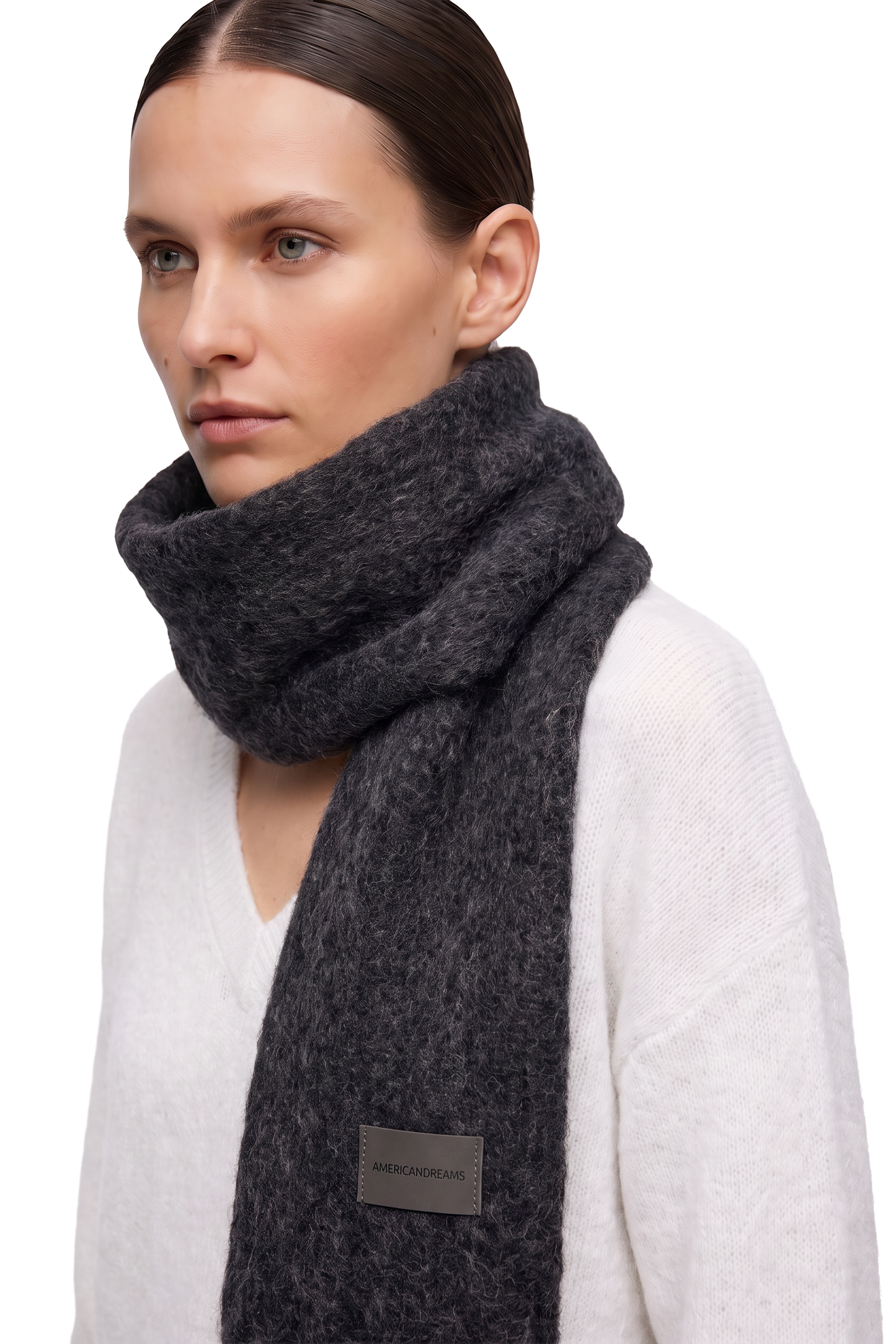 Maui Oversized Fringe Scarf Black Model