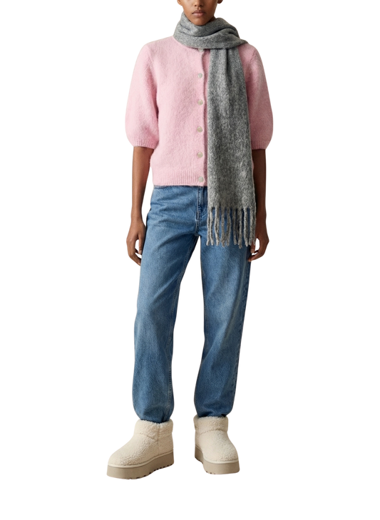 Maui Oversized Fringe Scarf Grey Model