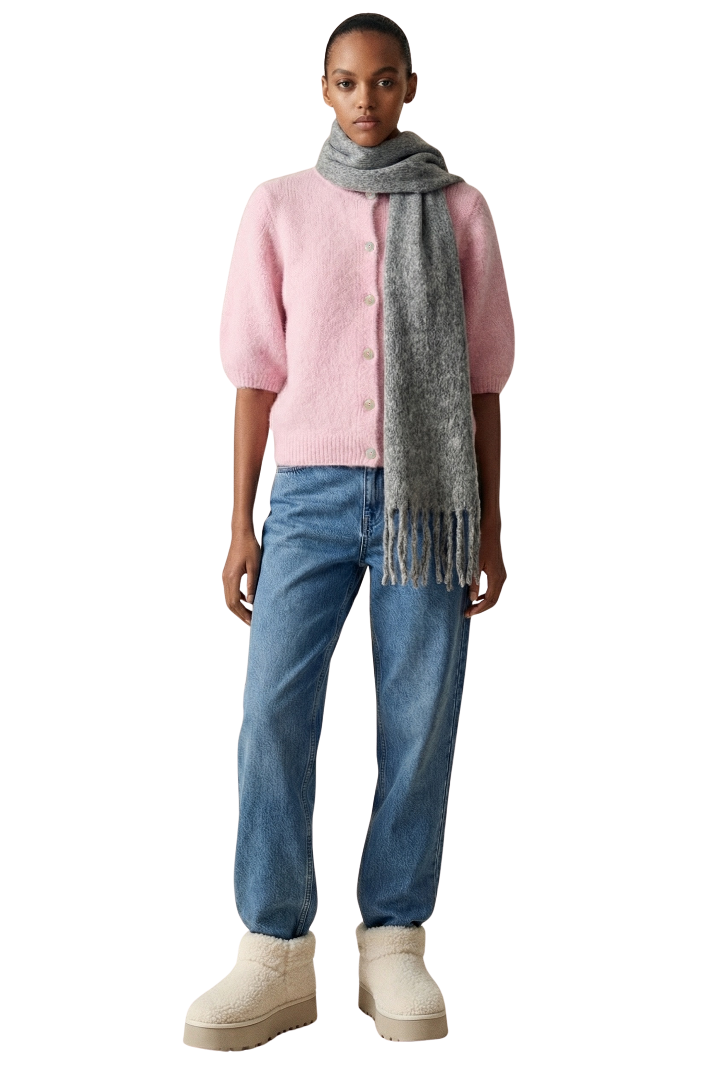 Maui Oversized Fringe Scarf Grey