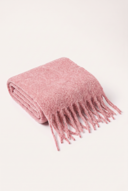 Maui Oversized Fringe Scarf Soft Berry