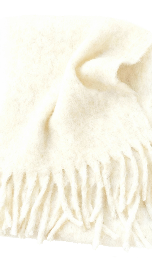 Maui Oversized Fringe Scarf White