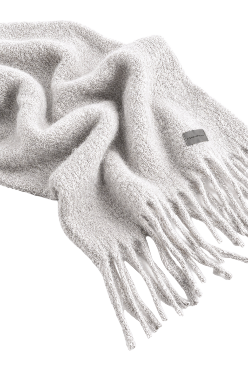 Maui Oversized Fringe Scarf White Melange