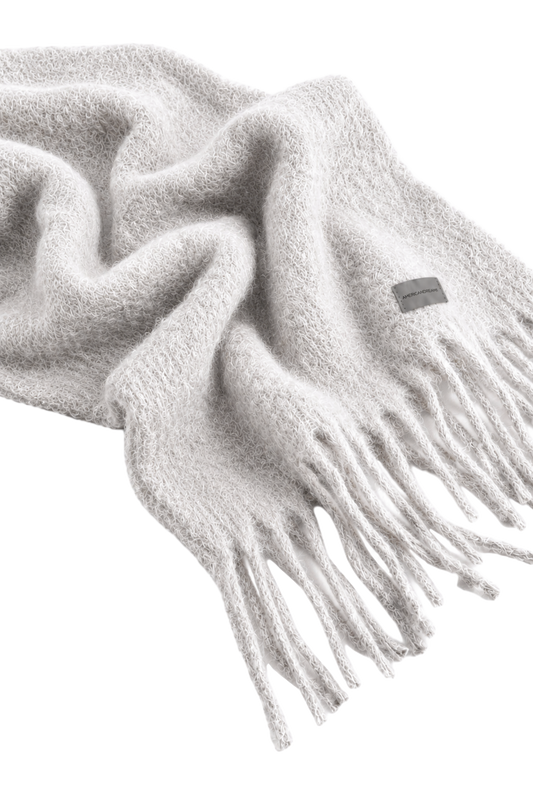 Maui Oversized Fringe Scarf White Melange