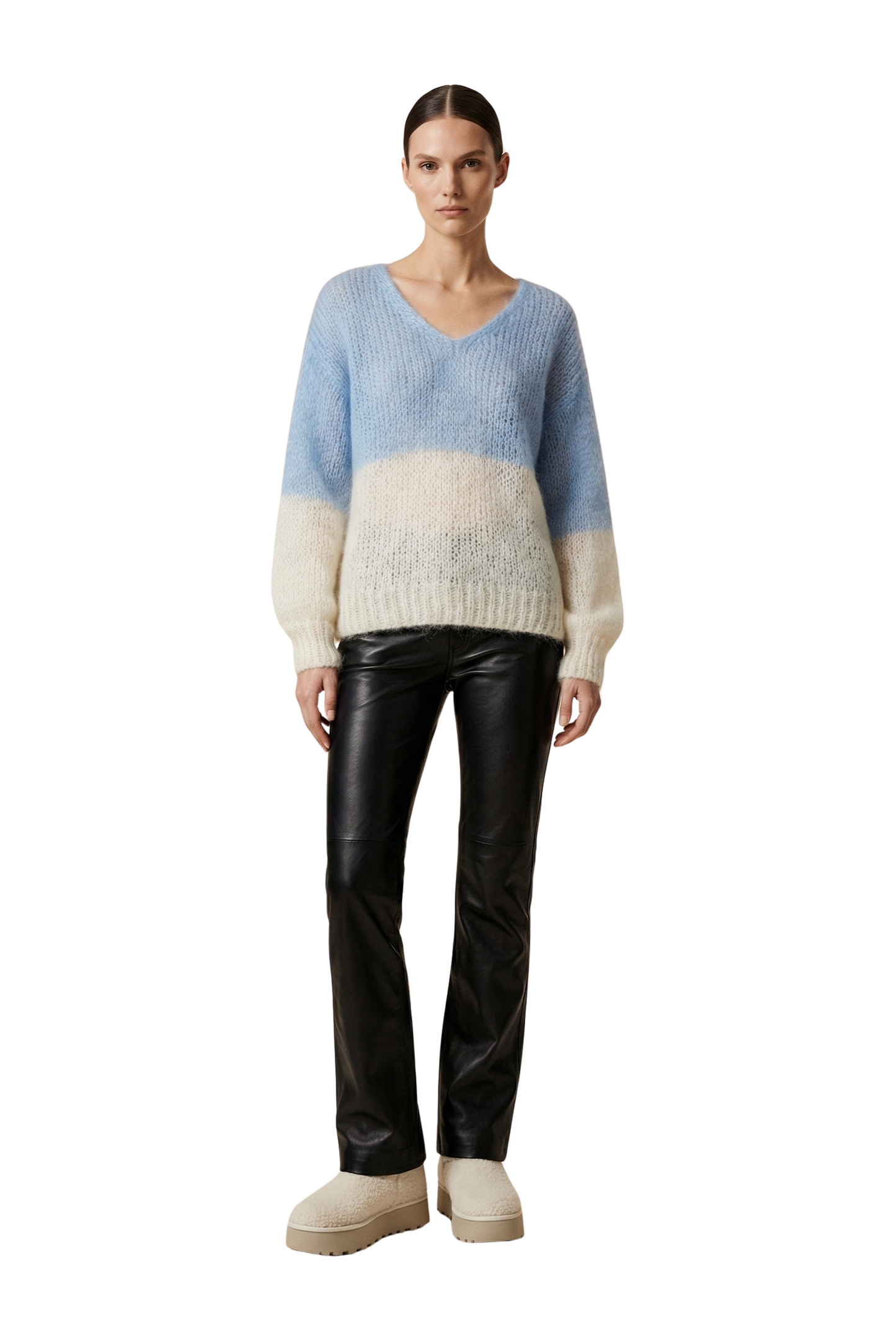 Milana Knit 2-Colored Sky Blue/White