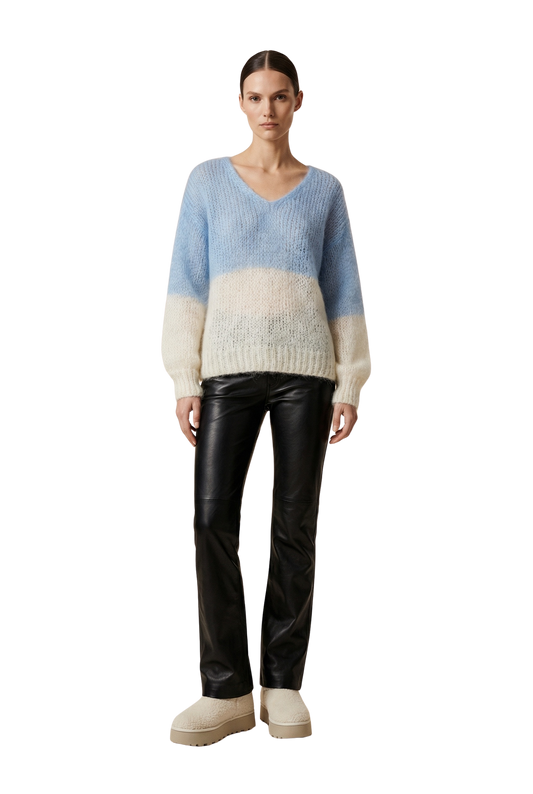 Milana Knit 2-Colored Sky Blue/White