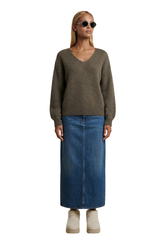 Milana LS Alpaca Pullover Dark Taupe