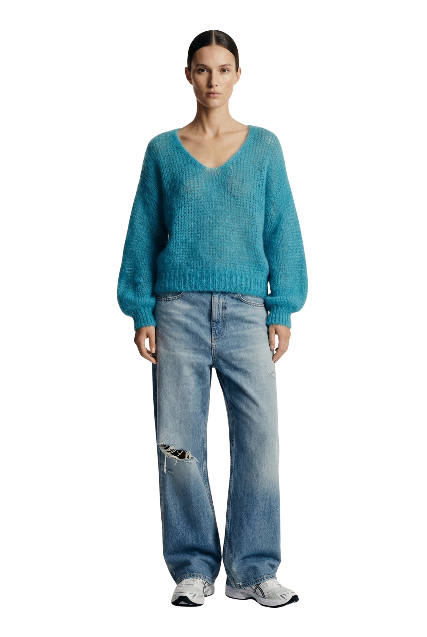 Milana LS Mohair Knit Aqua Blue