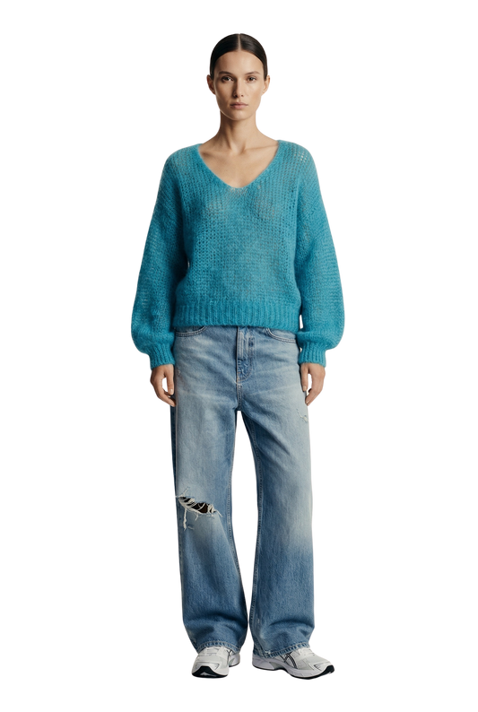 Milana LS Mohair Knit Aqua Blue
