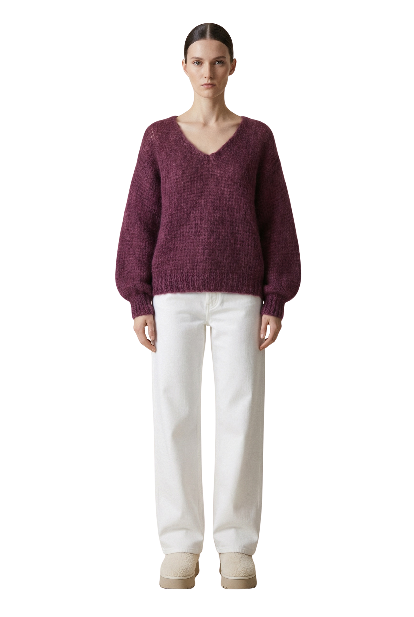 Milana LS Mohair Knit Bordeaux