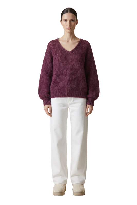 Milana LS Mohair Knit Bordeaux