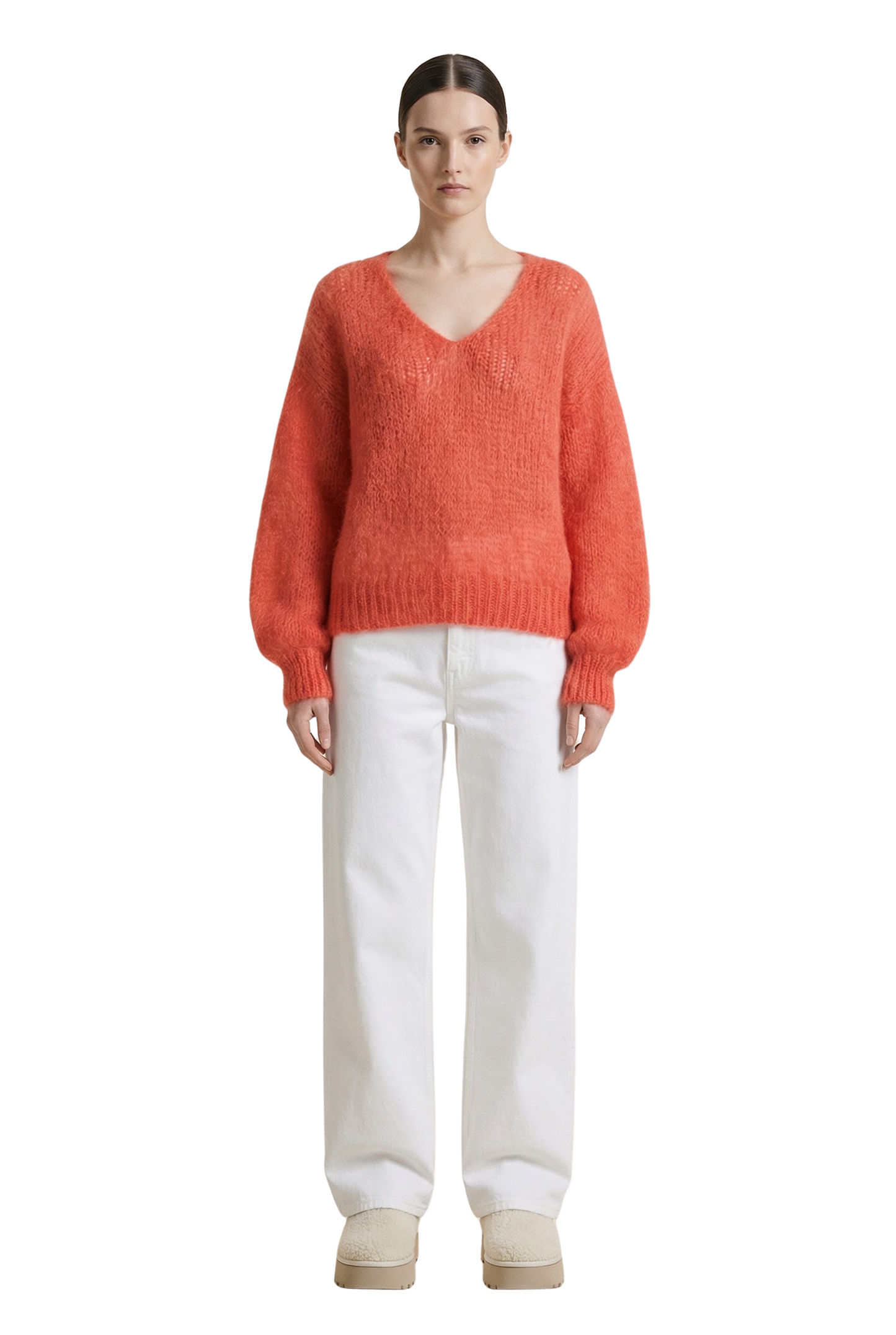 Milana LS Mohair Knit Coral Red