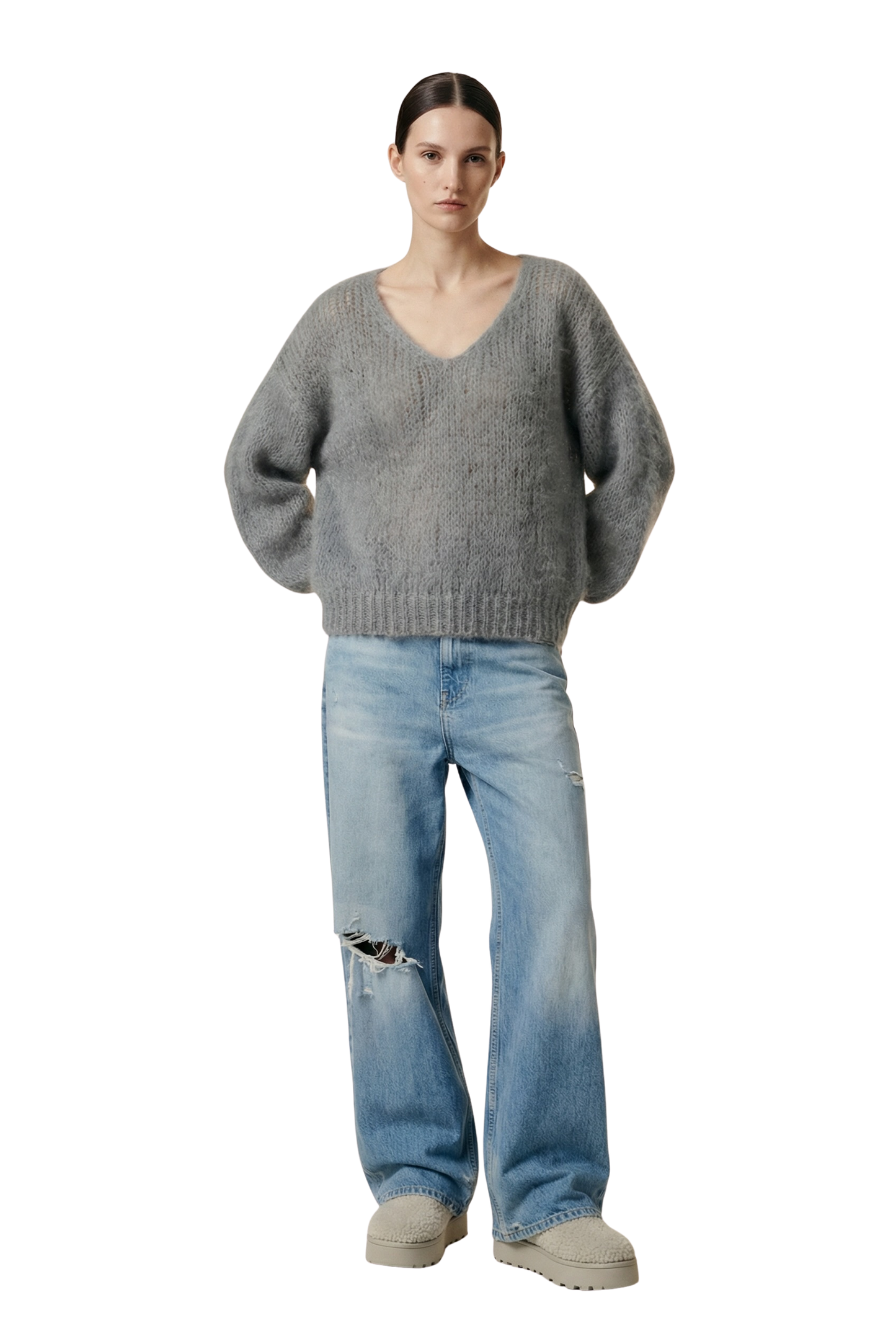 Milana LS Mohair Knit Grey