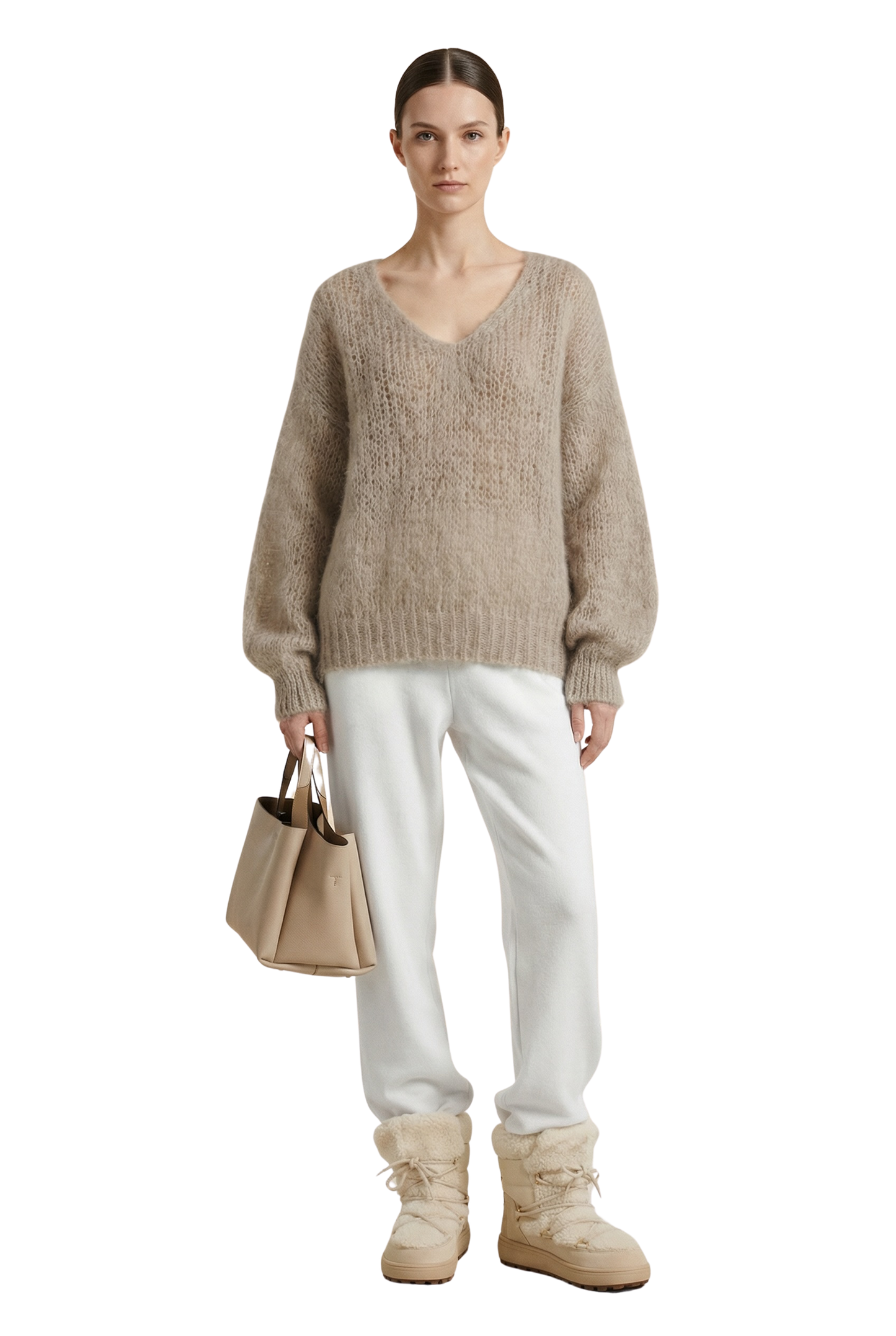 Milana LS Mohair Knit Light Taupe