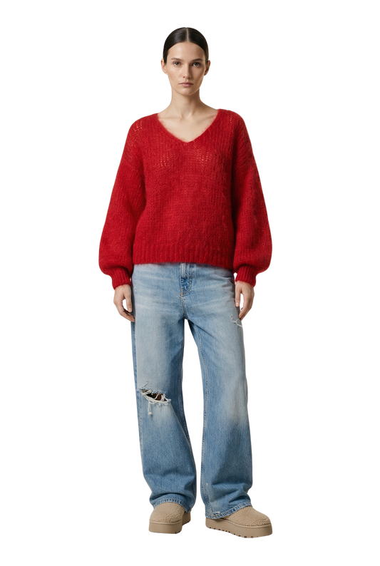 Milana LS Mohair Knit Lipstick Red