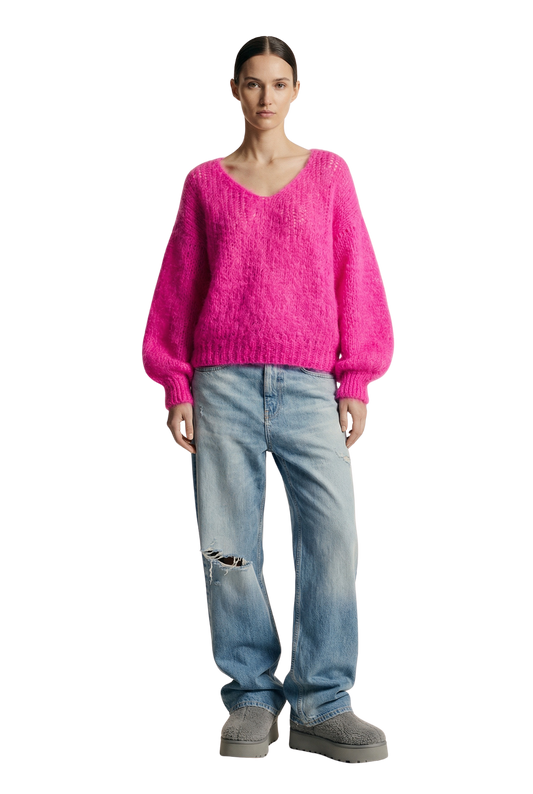 Milana LS Mohair Knit Neon Pink