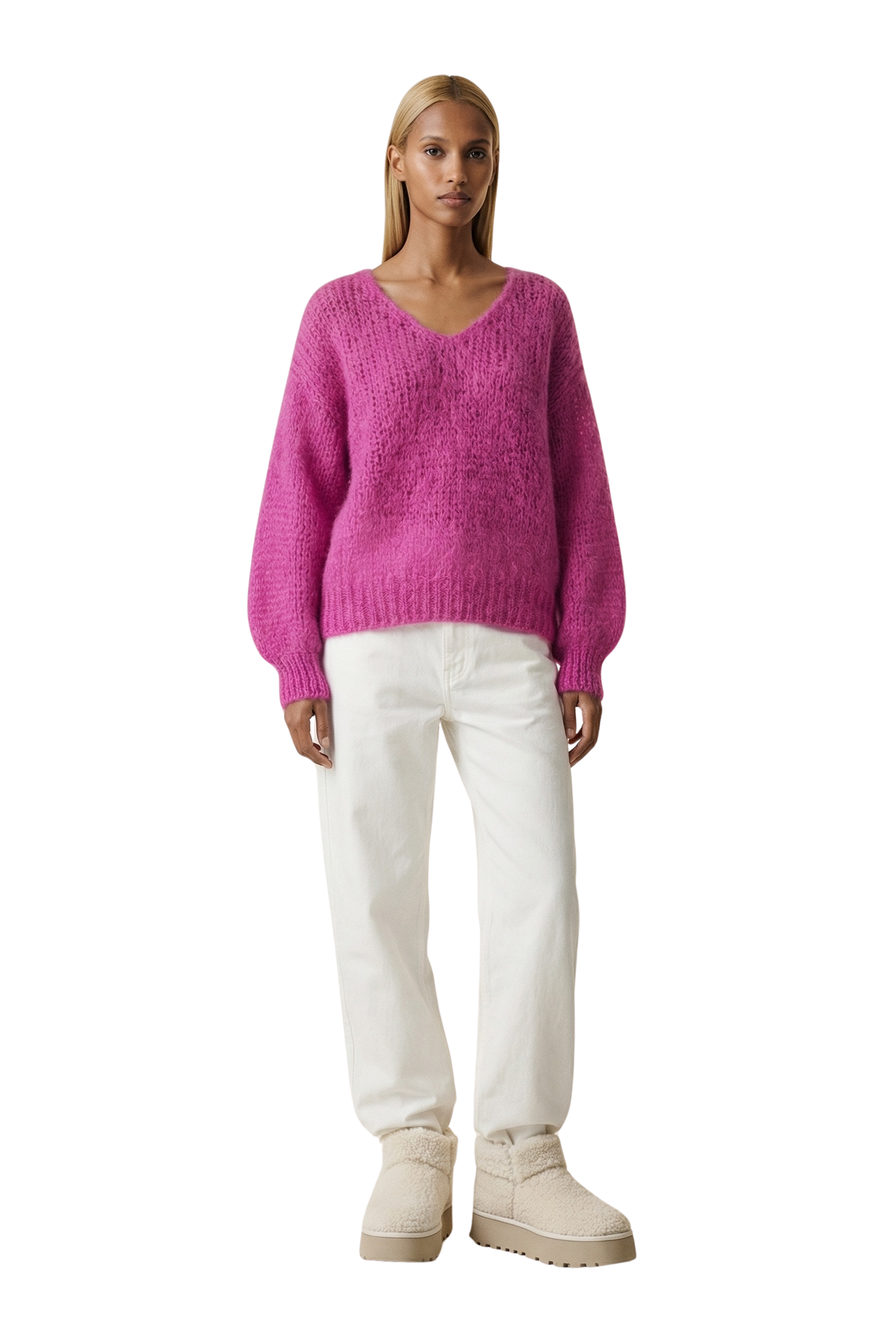 Milana LS Mohair Knit Pearly Purple | Americandreams