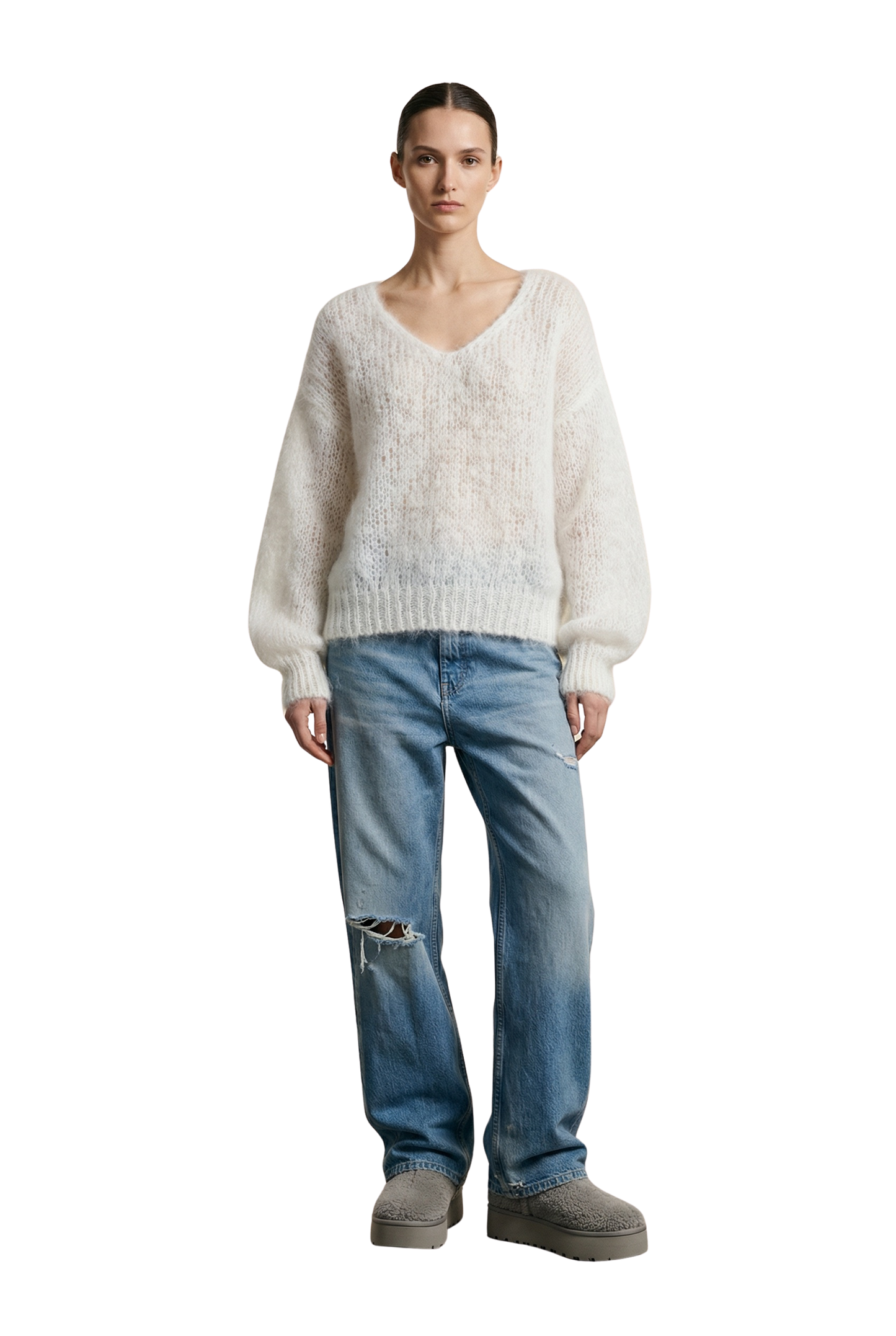 Milana LS Mohair Knit White
