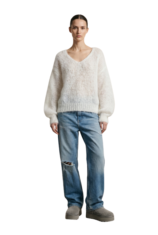 Milana LS Mohair Knit White