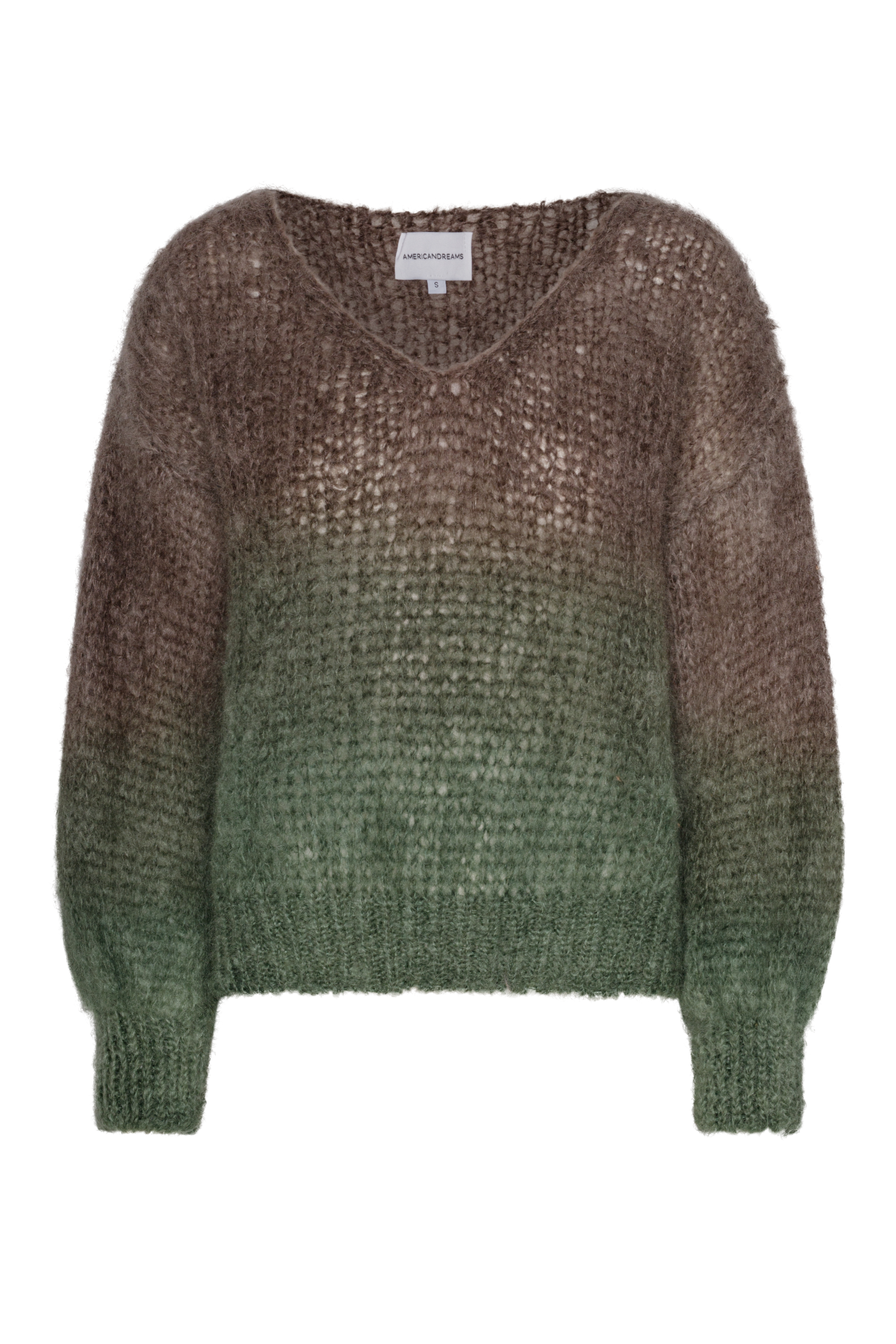 Milana LS Mohair Knit Ombre Dark Taupe/Green