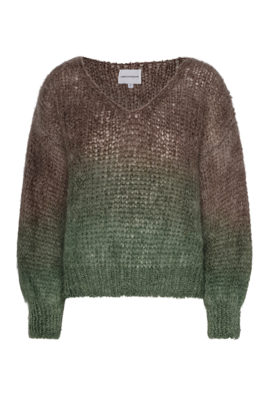 Milana LS Mohair Knit Ombre Dark Taupe/Green