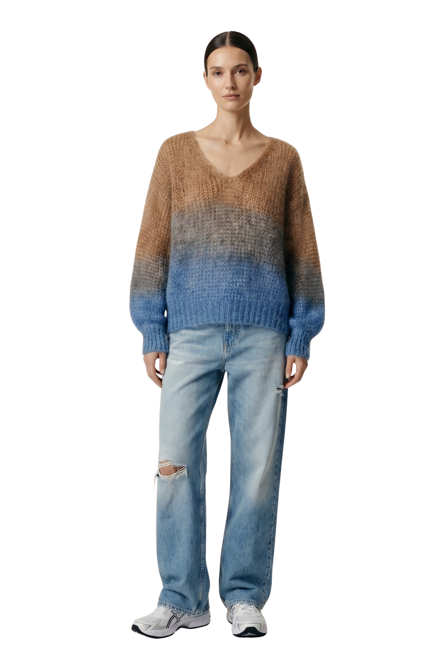 Milana LS Mohair Knit Ombre Blue/Brown