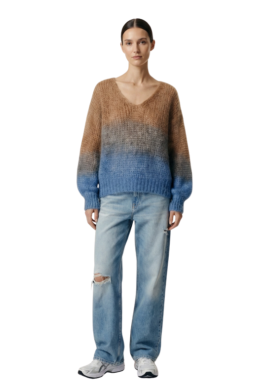 Milana LS Mohair Knit Ombre Blue/Brown
