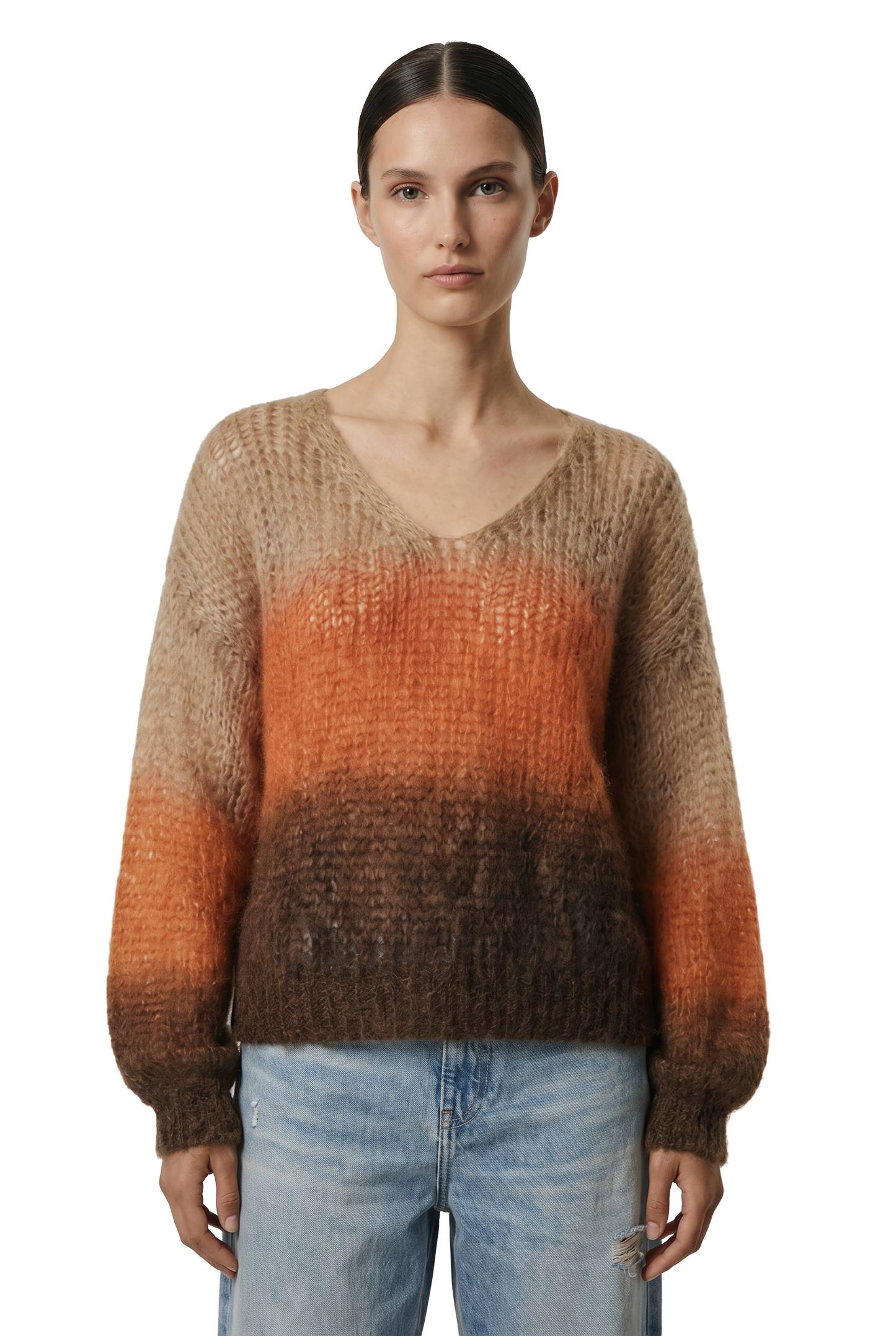 Milana LS Mohair Knit Ombre Orange