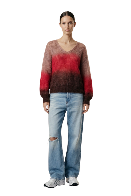 Milana LS Mohair Knit Ombre Red