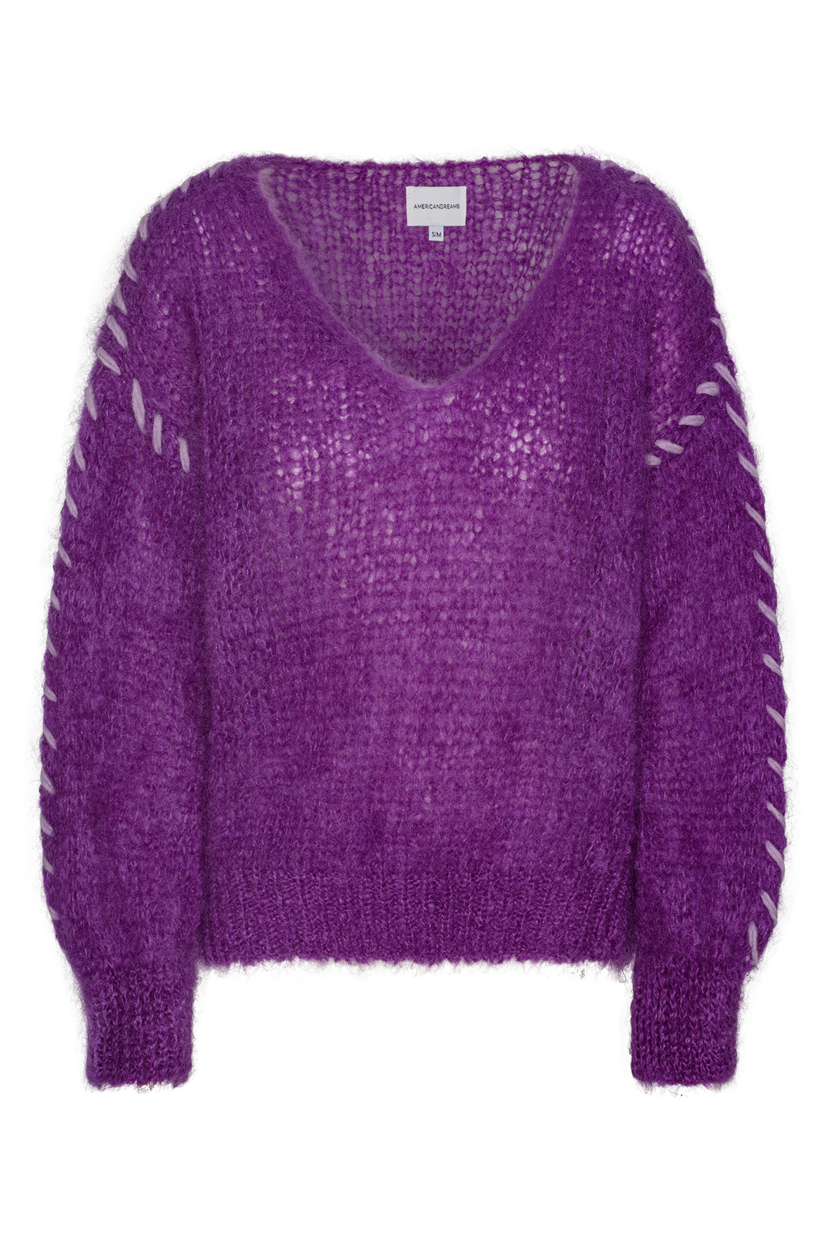 Milana LS Mohair Knit Stitching Deep Purple
