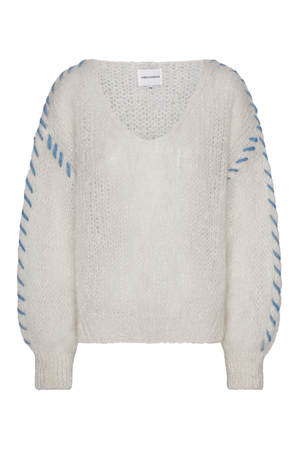 Milana LS Mohair Knit Stitching White