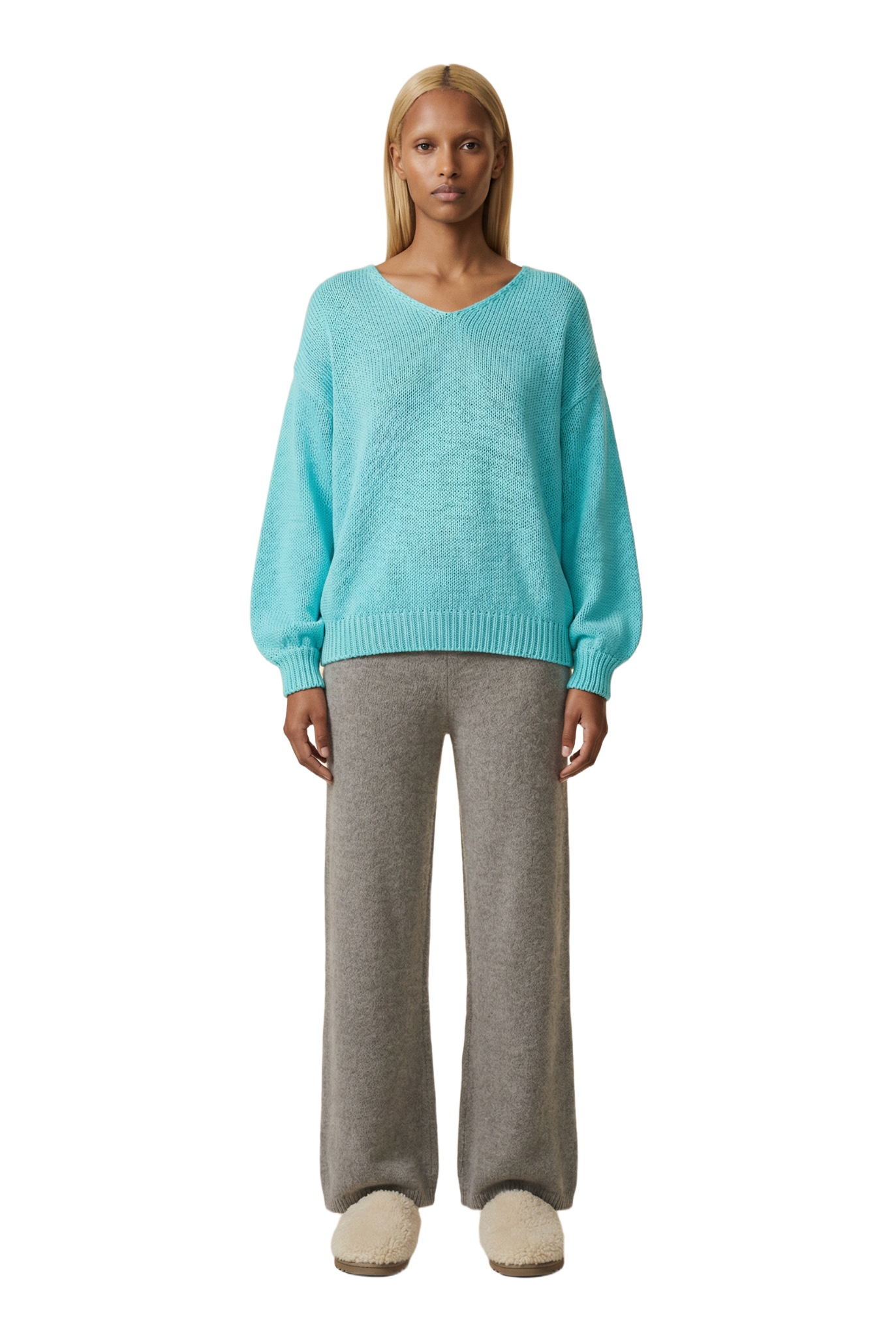 Milana LS Light Cotton Knit Turquoise