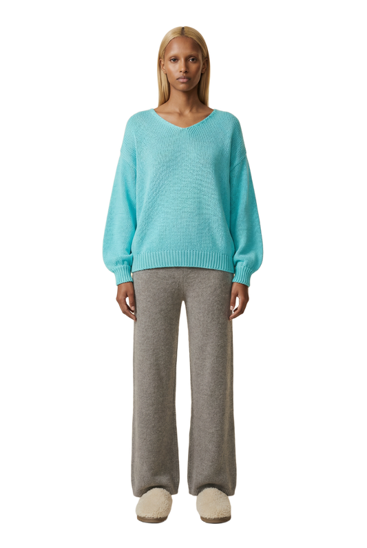 Milana LS Light Cotton Knit Turquoise