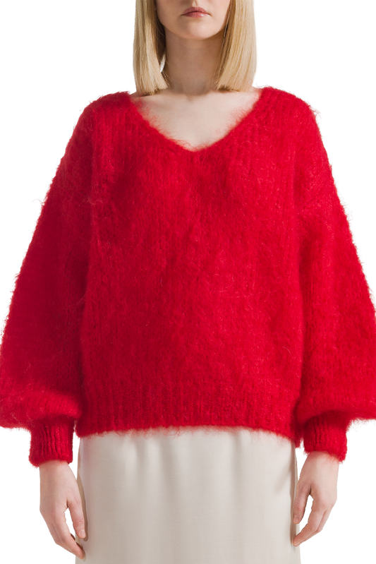 Milana LS Mohair Knit Lipstick Red