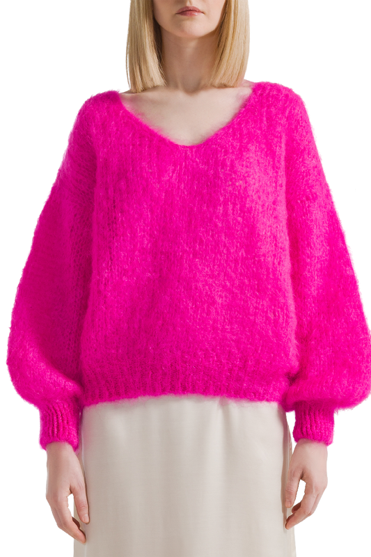 Milana LS Mohair Knit Neon Pink