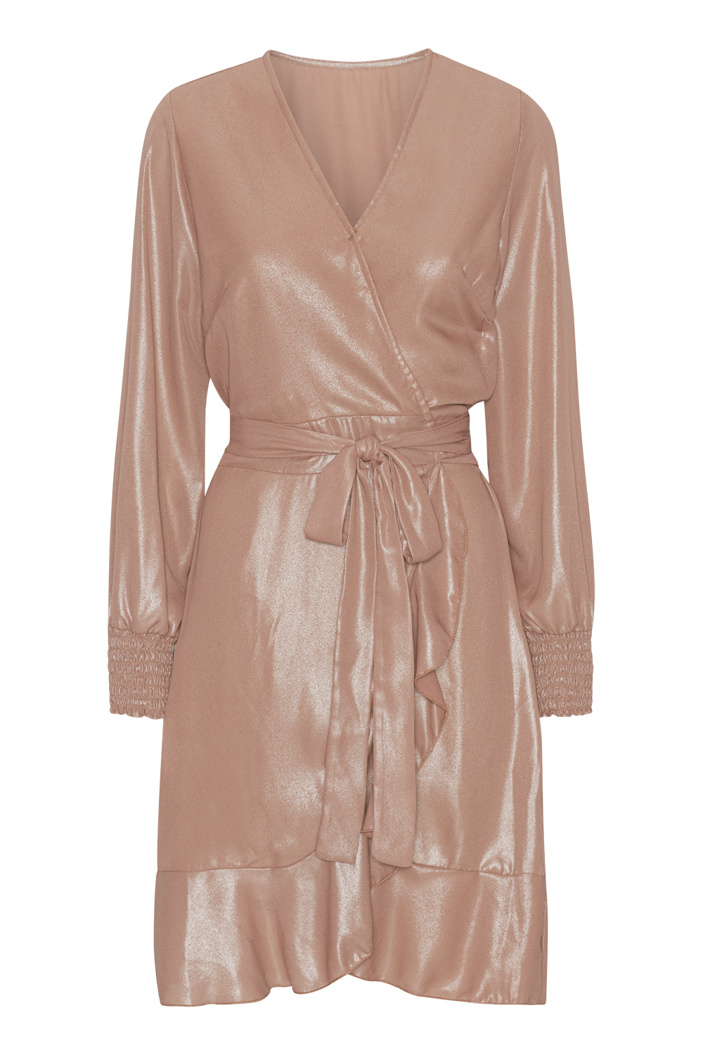 Milly LS Shimmer Wrap Dress Beige