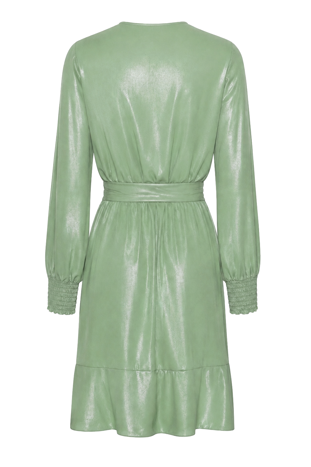 Milly LS Shimmer Wrap Dress Green