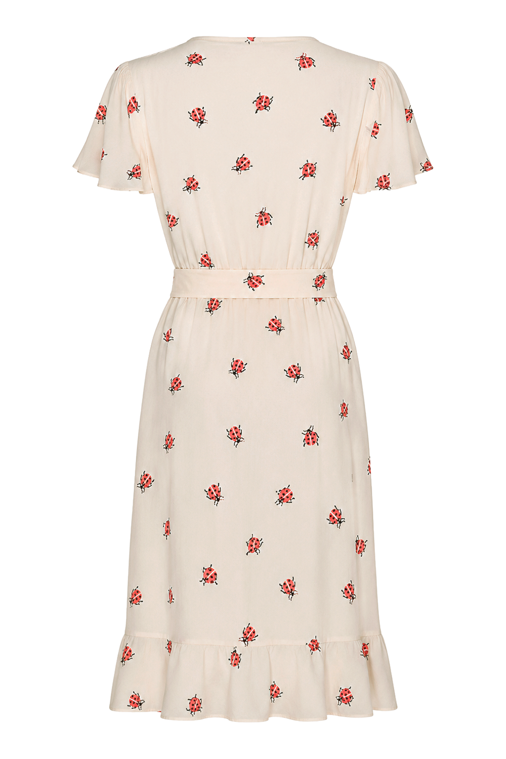 Milly Wrap Dress Short Beige W/Ladybugs