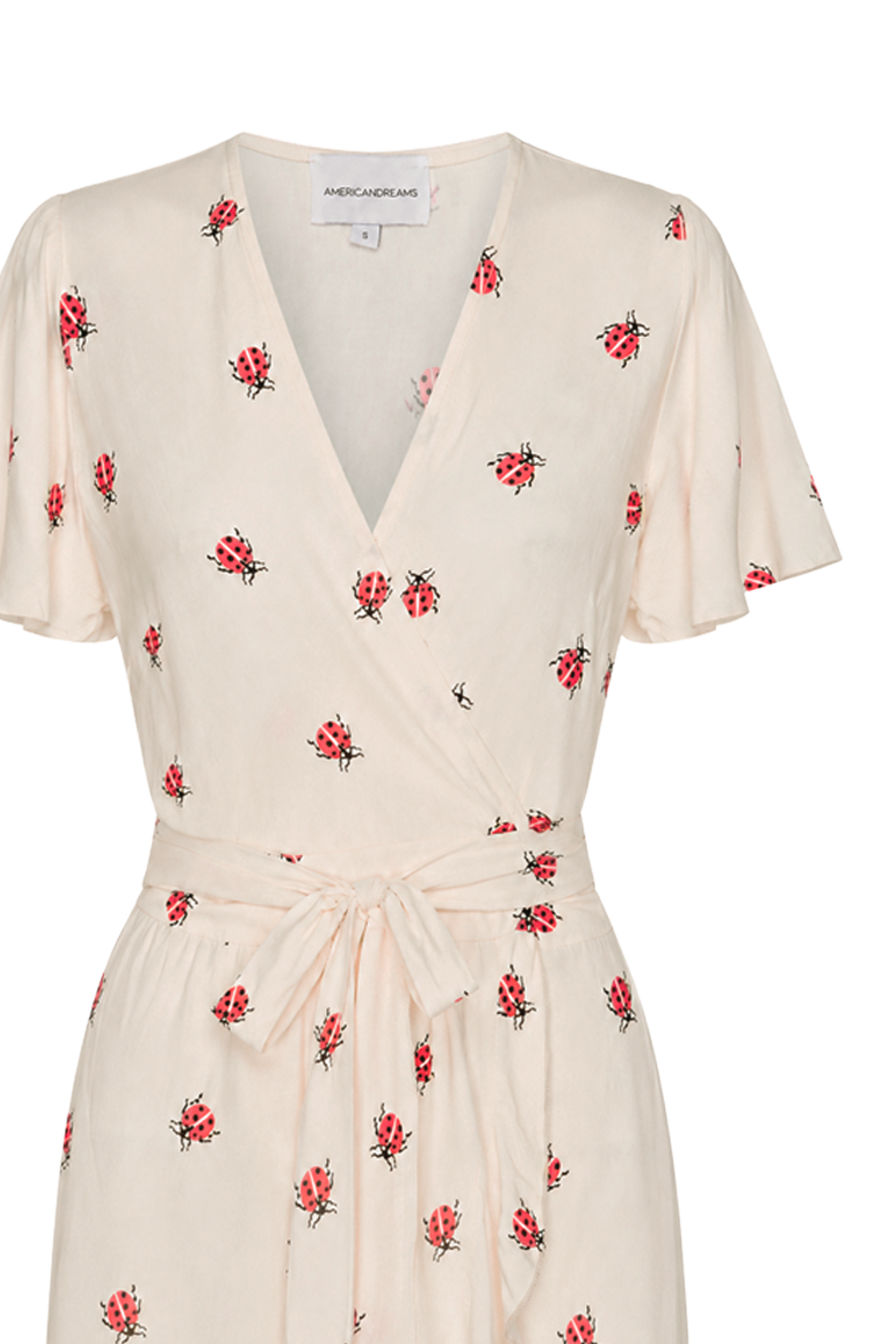 Milly Wrap Dress Short Beige W/Ladybugs