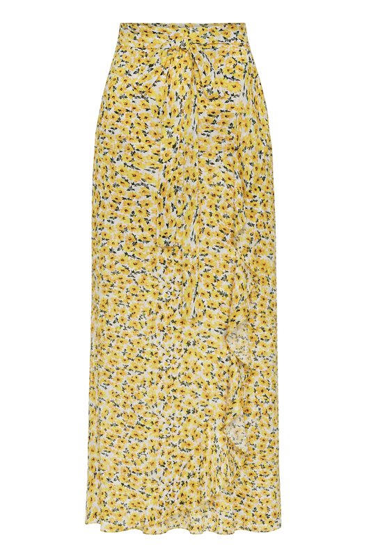 Milly Wrap Skirt Long Yellow Flower
