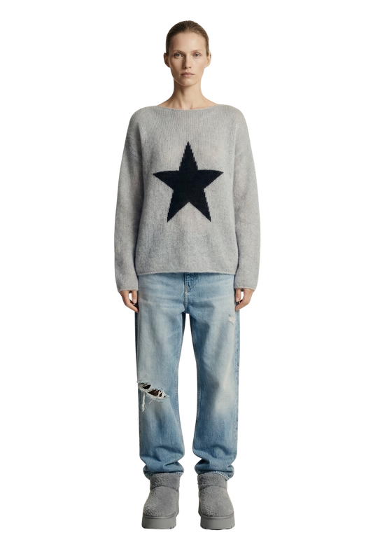 Molly LS Star Knit Grey
