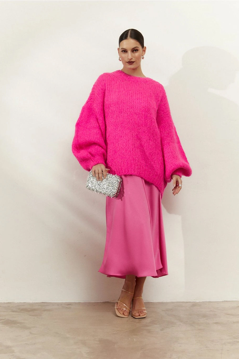 Pepper Round Neck Pullover Neon Pink