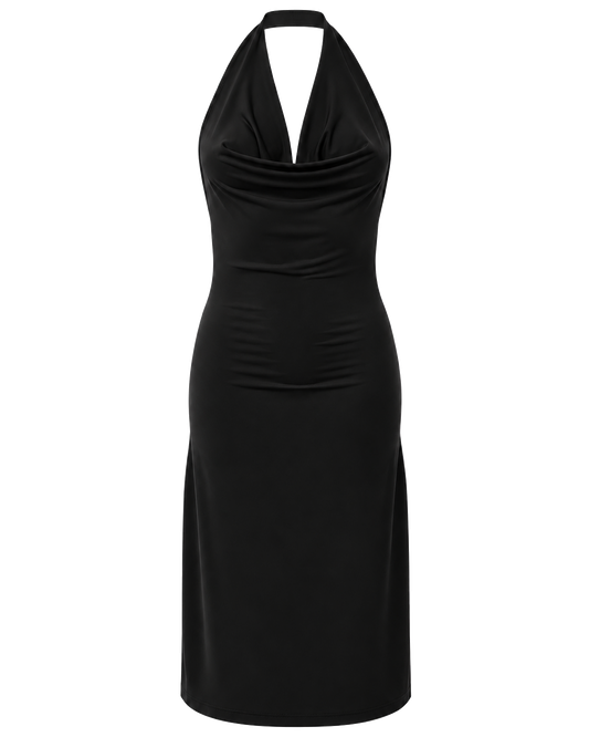 Olia Cowl Neck Dress Black