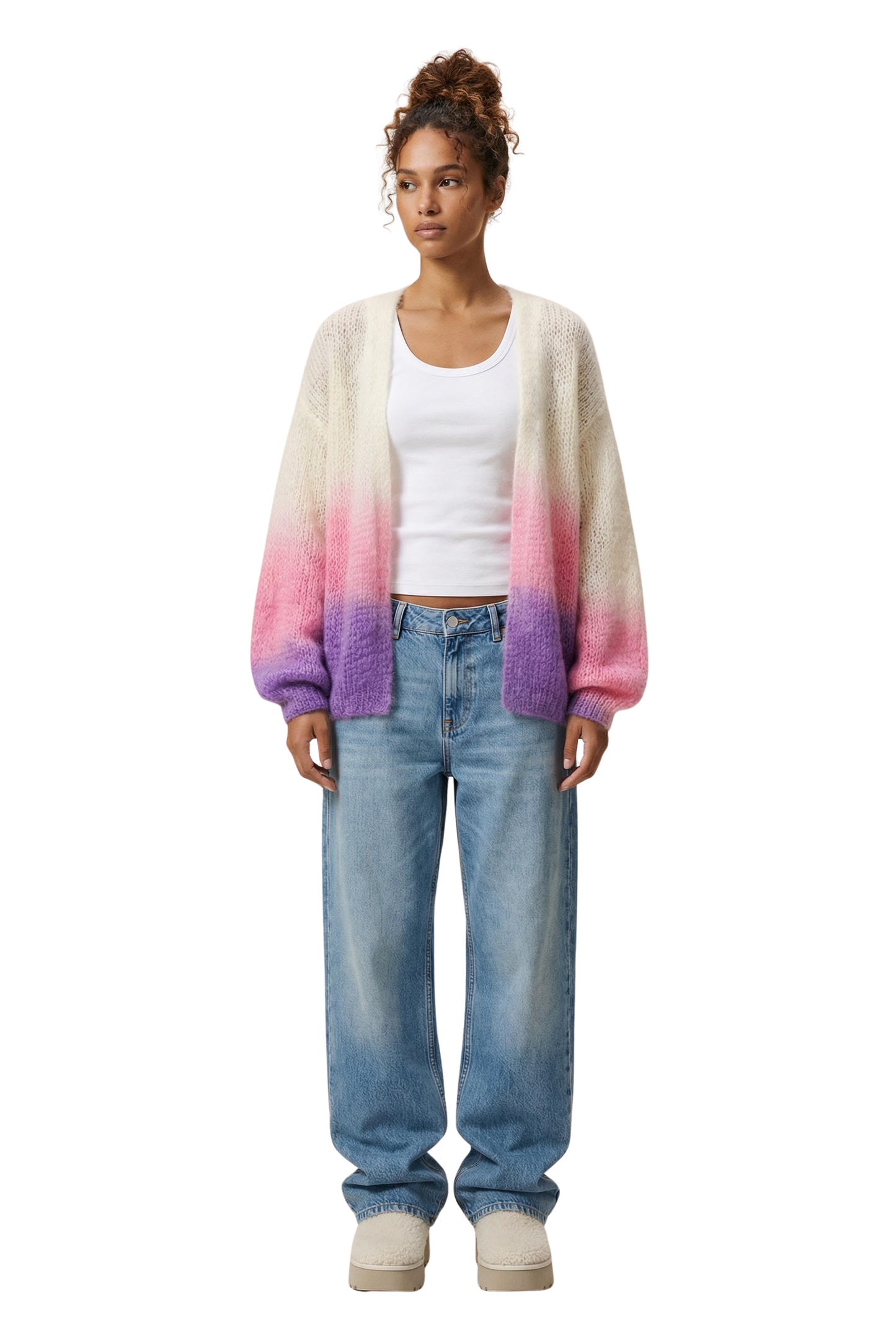Olivia Mohair Cardigan Pink / Lilac Ombre
