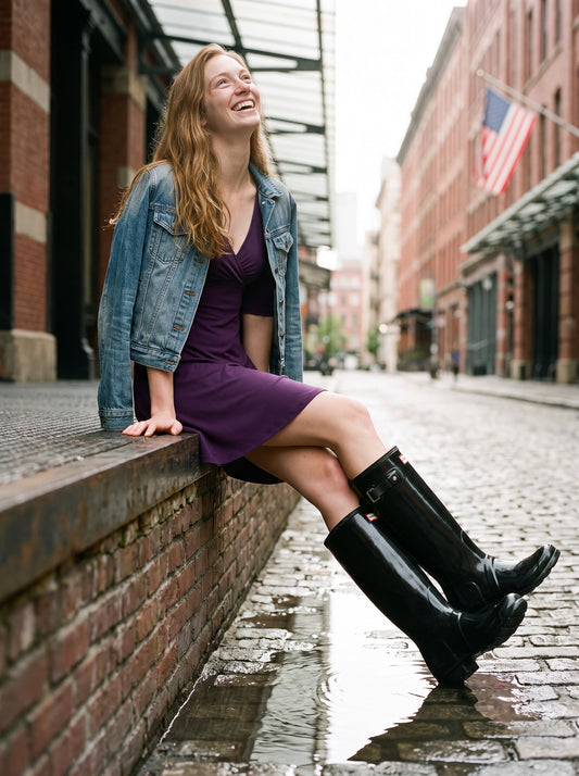 Talia Half Sleeve V-Neck Short Dress Aubergine - NYC street style
