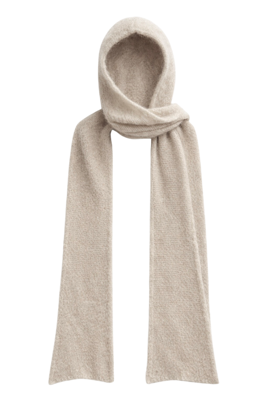 Penn Hooded Alpaca Scarf Beige