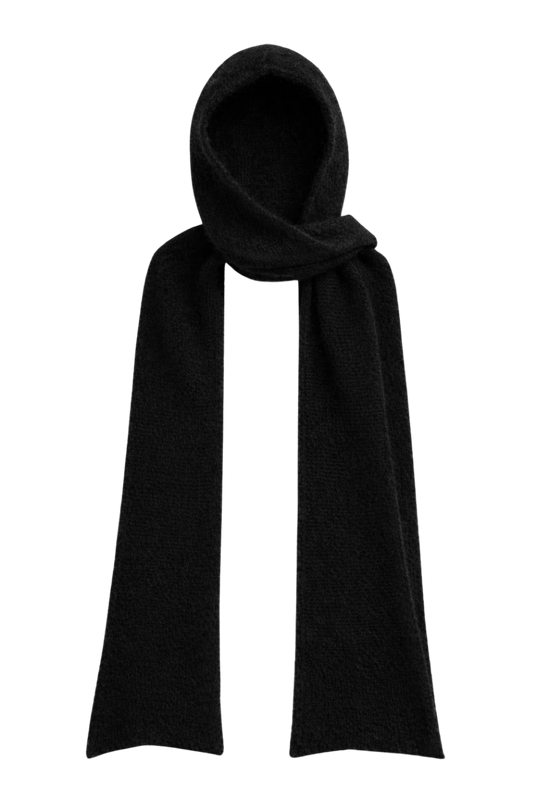 Penn Hooded Alpaca Scarf Black