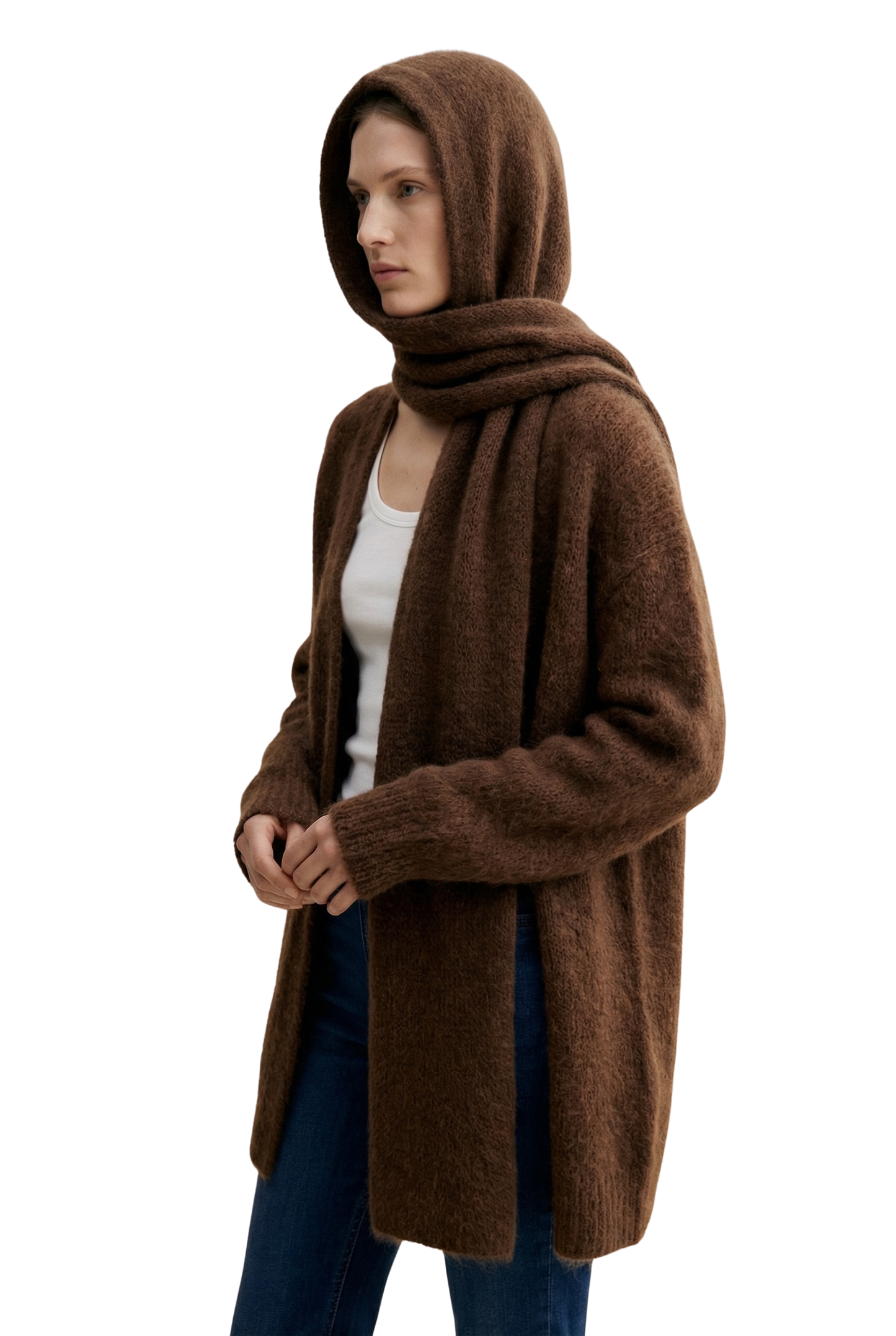 Penn Hooded Alpaca Scarf Cocoa